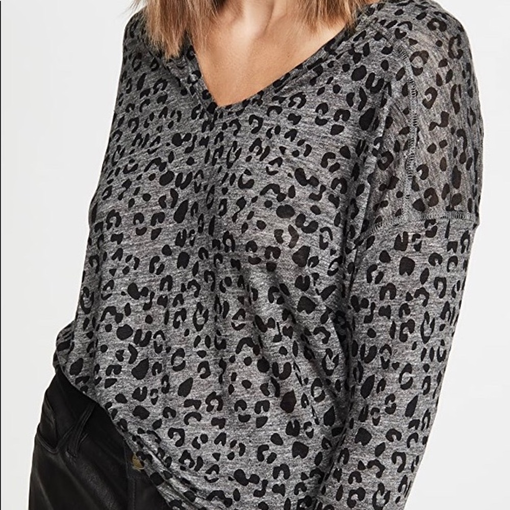 Rails Gray & Black Leopard Print Tee